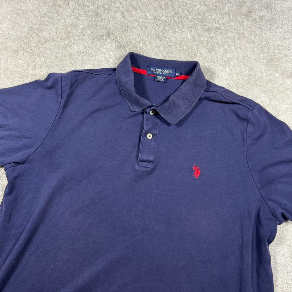 US Polo Assn Polo Shirt Mens XL Navy Blue Luxury Feel Cotton SS 11304598